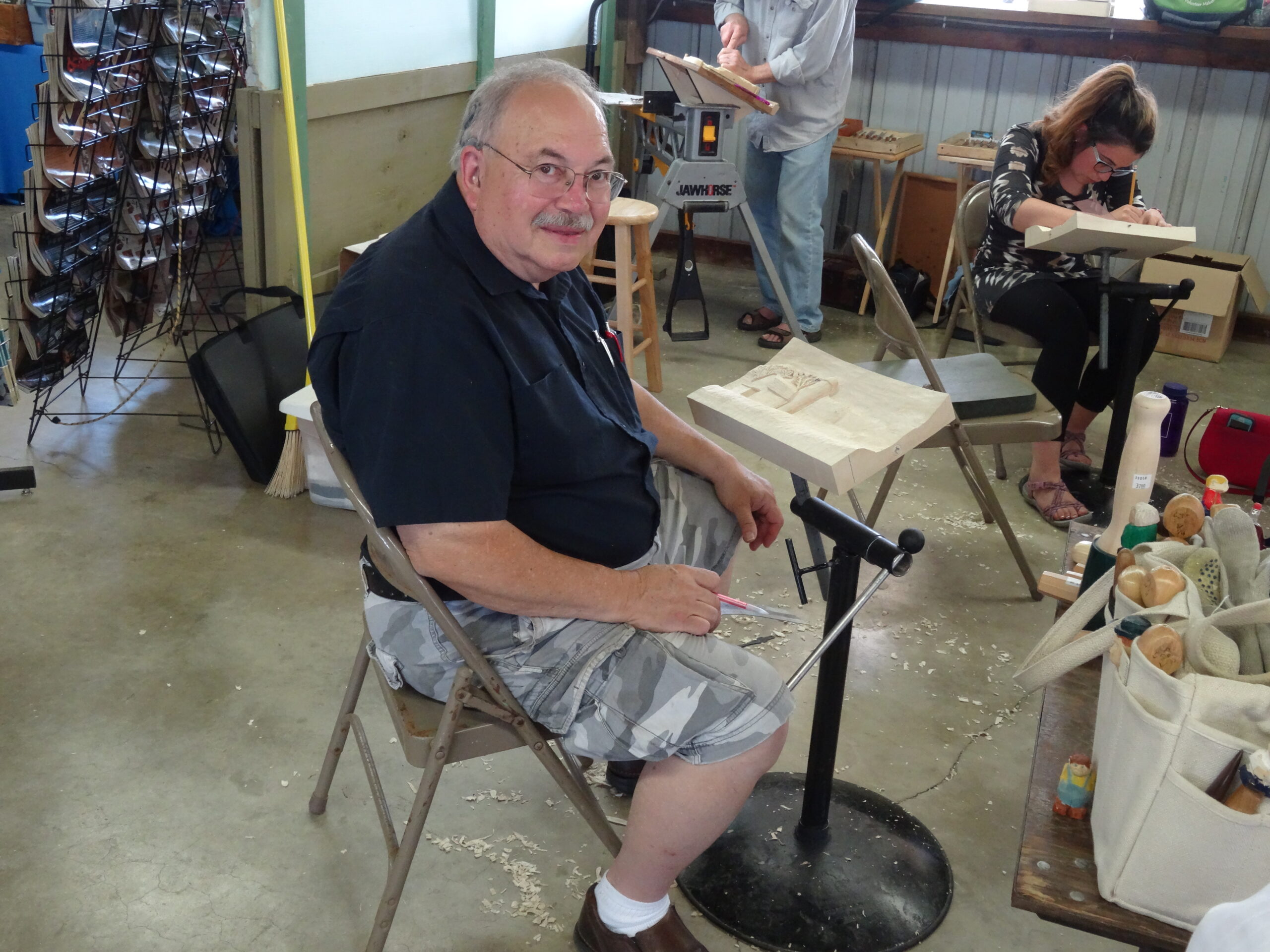 Student learns relief carving at GOW