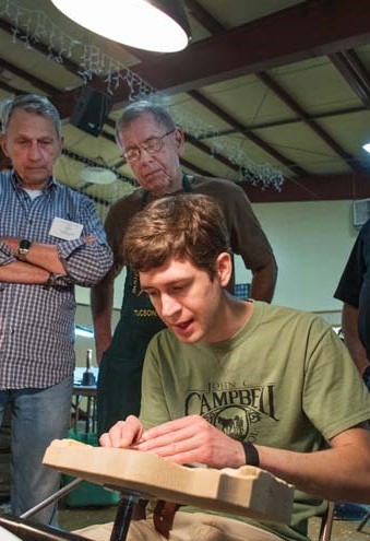 Dylan Goodson demonstrates relief carving