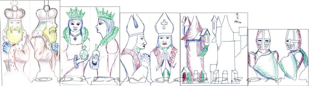 Dylan's design for a Royal Characters chess set.